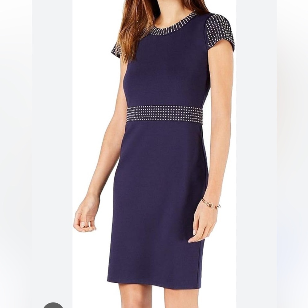 Elegant Navy Blue Studded Dress